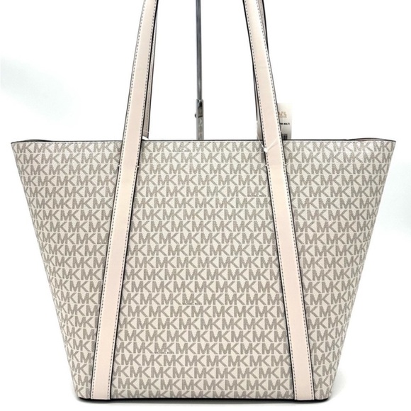 Michael Kors Pratt Large Signature Logo Tote Bag & Double Zip Wallet Light Cream - Picture 5 of 11